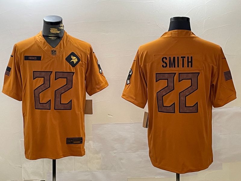 Men Minnesota Vikings #22 Smith brown 2024 Nike Olive Salute to Service Limited NFL Jersey->minnesota vikings->NFL Jersey